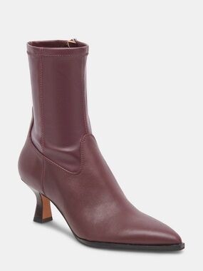 Dolce Vita Burgundy Pointed-Toe Mid Heel Ankle Boots